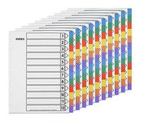 Create idea Lot de 10 intercalaires A4 extra larges multicolores 11 trous en polypropylène renforcé avec onglets de couleur pour classement 1-12