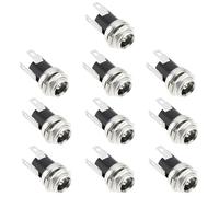 Create idea Lot de 10 prises d'alimentation CC femelles 5,5 mm x 2,5 mm 3 broches pour montage sur châssis, connecteur à souder pour bloc d'alimentation CCTV 12 V