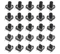 Create idea Lot de 100 interrupteurs tactiles SMT SMD momentanés PCB à 4 broches avec capuchon noir 6 x 6 x 4,3/5/6/7/8 mm