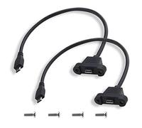 Create idea Lot de 2 câbles d'extension micro USB 2.0 5 broches mâle vers femelle 0,3 m avec trou de montage sur panneau avec vis de montage pour transfert de données avec ordinateur