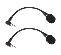 Create idea Lot de 2 mini micros flexibles de 3.5 mm avec suppression du bruit pour PC, ordinateur portable, amplificateur, tablette, chat vocal, enregistrement de reconnaissance vocale