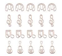 Create idea Lot de 20 trombones en métal en forme de e sol - Motif notes de musique - Or rose