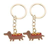 Create idea Lot de 2pcs Porte-clés en Forme de Chien Teckel 38x18mm Doré pour Anniversaire Saint-Valentin Thanksgiving Nouvel An Cadeau pour Femmes Filles Enfants Sac à Main Breloque