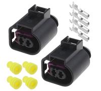 Create idea Lot de 2pcs Prise de Boîtier 2 Trous avec Bornes Joints en Caoutchouc 4D0971992 Compatible avec VW Golf Compatible avec Audi A3 A4 A6 Q5 Prise de Connecteur de Klaxon
