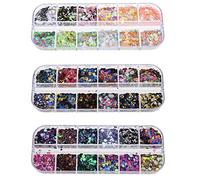 Create idea Lot de 3 paillettes multicolores pour ongles, rondes, fines, brillantes, fournitures artistiques, décoration, manucure, maquillage, décalcomanies pour le visage, le corps, les cheveux