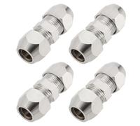 Create idea Lot de 4 Raccords à Compression en Cuivre de 8 Mm pour Tubes Droits Raccords à Compression pour Tuyaux Hydrauliques Tuyaux de Refroidissement Système de Carburant 8 X 34 Mm Argent