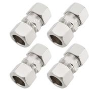 Create idea Lot de 4 raccords de compression droits en cuivre de 12 mm pour tuyaux hydrauliques, tuyaux de refroidissement, système de carburant, 12 x 38,5 mm, argent
