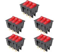 Create idea Lot de 5 Interrupteurs ¨¤ Bascule ¨¤ Lumi¨¨re Rouge KCD3 9 Broches 2 Positions 34 X 40 Mm pour Appareils ¨¦lectrom¨¦nagers 16 A 250 V/125 V
