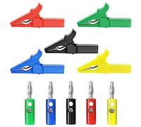 Create idea Lot de 5 pinces crocodiles avec fiches bananes de 4 mm 220 V 30 A isolées Protection complète Pinces crocodiles Pinces de test électrique pour multimètre et testeur de pince