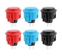 Create idea Lot de 6 boutons poussoirs de rechange pour manette d'arcade de 30 mm compatibles avec Sanwa OBSN-30 OBSF-30 OBSC-30 (noir et bleu et rouge)