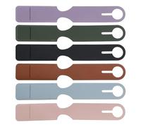 Create idea Lot de 6 étiquettes de bagage en cuir synthétique à suspendre pour bagages, 25,5 x 3,8 cm, rose, noir, vert, marron, violet, bleu clair