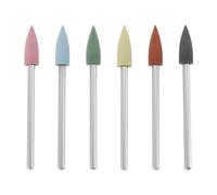 Create idea Lot de 6 têtes de polissage en silicone de 2,35 mm - Outil rotatif pointu pour meuler le métal, rose, bleu, noir, vert, marron, jaune, BF022W