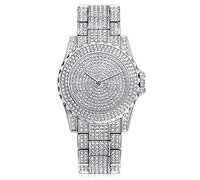 Create idea Montres Femmes Diamant Mesdames de Luxe Mode, Montre-Bracelet à Quartz Argenté