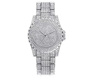 Create idea Montres Femmes Diamant Mesdames de Luxe Mode, Montre-Bracelet à Quartz Argenté