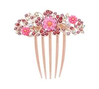 Create idea Peigne à cheveux en forme de fleur avec strass pour mariée - Accessoire décoratif pour cheveux pour mariage - Chignon court - Rose