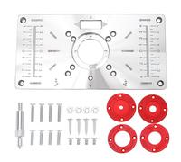 Create idea Plaque d'insertion de table de toupie compatible avec les défonceuses Makita en alliage d'aluminium avec 4 anneaux d'insertion de défonceuse, 1 vis de fixation