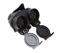 Create idea Prise de remorque 13 à 7 broches 12 N 12S double adaptateur convertisseur prise européenne pour voiture, remorque, camion, barre d'attelage 12 V étanche noir