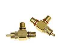 Create idea Une Paire 1 Prise Mâle RCA à 2 Prises Femelles RCA en Forme de Y Audio Video Splitter Adaptateur Audio Plaqué Or