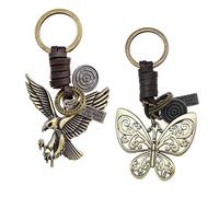 Create idea Vintage Porte-clés Papillon en Cuir Alliage Cadeau Parfait Accessoires Décoratifs Porte-clés en Métal Style Rétro pour Hommes Messieurs Dame