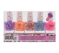 CREATE IT - Set de 5 vernis à ongles confettis pailletés pour enfant fille dès 6 ans - 84147