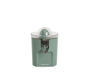 CREATE/JUICER STUDIO/Presse-agrumes électrique vert sauge/Sans éclaboussures, réservoir de 230 ml, filtre à pulpe, système anti-goutte, pièces compatibles lave-vaisselle, 2 cônes amovibles, 100W