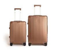 CREATE Luggage Aluminium/Valise rigide en aluminium/double fermeture TSA, roues multidirectionnelles, organiseur intérieur, imperméable, manche télescopique, moka, Ensemble : cabine S et check-in M
