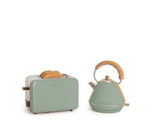 CREATE/PACK TOAST RETRO + KETTLE RETRO M/Grille-pain avec bouilloire vert sauge/Bouilloire 1 L