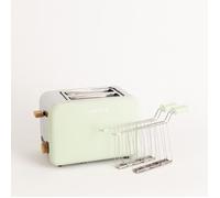 CREATE - PACK TOAST RETRO Petit Grille-pain à fentes larges + 2 GRILLES pour sandwichs