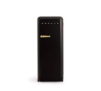 CREATE / RETRO FRIDGE 150 GOLD/Réfrigérateur noir avec poignée dorée et congélateur 281L / 102W, faible consommation, 150 cm, 3 étagères, régulateur de température, 60x60x150 cm