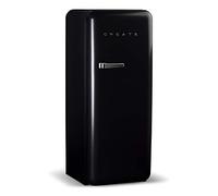 CREATE / RETRO FRIDGE 150 SILVER/Réfrigérateur noir avec poignée argent et congélateur 281L / 102W, faible consommation, 150 cm, 3 étagères, régulateur de température, 60x60x150 cm