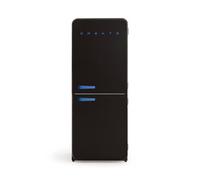 CREATE / RETRO FRIDGE COMBI 185 COBALTO/Réfrigérateur combiné noir avec poignée bleu cobalt et congélateur 401L / 190W, système No Frost, 3 étagères, 2 tiroirs, 70x65x185 cm