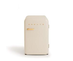 CREATE / RÉTRO FRIGO 83.5 ARGENT/Réfrigérateur blanc cassé avec poignée en bois / 98W, basse consommation, 2 étagères, régulateur de température, porte-bouteilles, 56x54x84cm.