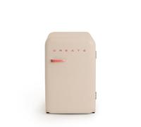 CREATE / RÉTRO FRIGO 83.5 ARGENT/Réfrigérateur sable avec poignée brique / 98W, basse consommation, 2 étagères, régulateur de température, porte-bouteilles, 56x54x84cm.