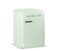 CREATE / RÉTRO FRIGO 83.5 ARGENT/Réfrigérateur vert pastel avec poignée argentée / 98W, basse consommation, 2 étagères, régulateur de température, porte-bouteilles, 56x54x84cm.
