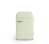 CREATE / RÉTRO FRIGO 83.5 ARGENT/Réfrigérateur vert pastel avec poignée vert sauge / 98W, basse consommation, 2 étagères, régulateur de température, porte-bouteilles, 56x54x84cm.
