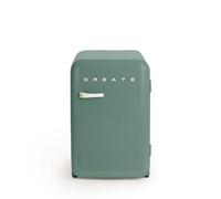 CREATE / RÉTRO FRIGO 83.5 ARGENT/Réfrigérateur vert sauge avec poignée blanc cassé / 98W, basse consommation, 2 étagères, régulateur de température, porte-bouteilles, 56x54x84cm.
