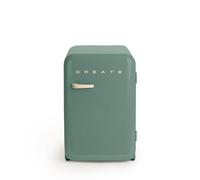 CREATE / RÉTRO FRIGO 83.5 ARGENT/Réfrigérateur vert sauge avec poignée sable / 98W, basse consommation, 2 étagères, régulateur de température, porte-bouteilles, 56x54x84cm.