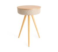 Table Enceinte 360 - Create - Bois Naturel - Bluetooth - Chargeur Sans Fil - Son 88W