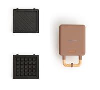 CREATE/STONE STUDIO/Appareil à croque-monsieur Moka / 2 plaques interchangeables : sandwich et gaufre, antiadhésif, 1 tranche, ouverture 100º, arrêt automatique, poignée cool-touch, 600W