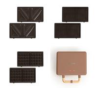 CREATE/STONE STUDIO/Appareil à croque-monsieur Moka / 3 plaques interchangeables : Grill, Gaufre et Sandwich, antiadhésif, ouverture à 100º, 2 tranches, arrêt automatique, rétro, 800W