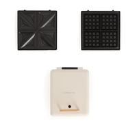 CREATE/STONE STUDIO/Sandwich-Grill et gaufrier quadruple blanc cassé / 3 plaques interchangeables : Grill, Gaufre et Sandwich, revêtement antiadhésif, ouverture 180º, 4 tranche, style rétro, 1600W