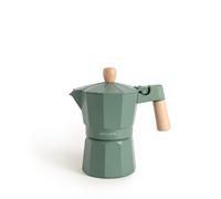CREATE THERA MOKA RETRO/Cafetière italienne avec adaptateur pour induction vert sage/capacité de 6 tasses, aluminium, 350 ml, valve de sécurité, convient pour gaz, cuisinière électrique ou vitro