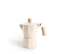 CREATE / THERA MOKA RETRO/Cafetière italienne blanc cassé/Capacité de 6 tasses, 350 ml, aluminium, soupape de sécurité, compatible avec cuisinières à gaz, électriques ou vitrocéramiques