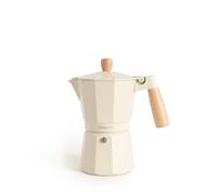 CREATE / THERA MOKA RETRO/Cafetière italienne blanc cassé/Capacité de 9 tasses, aluminium, 450 ml, soupape de sécurité, compatible avec cuisinières à gaz, électriques ou vitrocéramiques