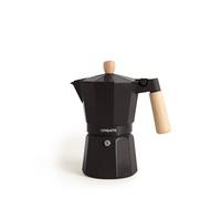 CREATE / THERA MOKA RETRO/Cafetière italienne noire/Capacité de 9 tasses, aluminium, 450 ml, soupape de sécurité, compatible avec cuisinières à gaz, électriques ou vitrocéramiques