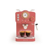 CREATE / THERA RETRO/Cafetière express semi-automatique brique mat et bois / 20 bar, bras à double écoulement, réservoir 1,25L, café moulu et monodose ESE 55mm, avec steamer, 1100W