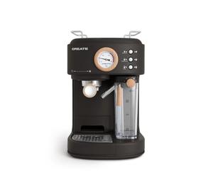 CREATE / THERA RETRO PRO/Machine à espresso semi-automatique Noir / 20 bar, bac à lait, égouttoir, deux becs verseurs, capacité 1,5l, pour café moulu, 1250W