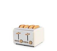 CREATE/TOAST RETRO DOUBLE/Grille-pain pour tranches larges blanc cassé/Ramasse-miettes, 6 niveaux de puissance, thermostat, décongélation, réchauffage, 4 fentes, 1500W