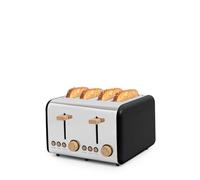 CREATE/TOAST RETRO DOUBLE/Grille-pain pour tranches larges noir/Ramasse-miettes, 6 niveaux de puissance, thermostat, décongélation, réchauffage, 4 fentes, 1500W