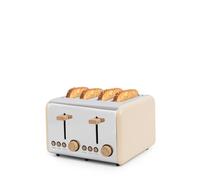 CREATE/TOAST RETRO DOUBLE/Grille-pain pour tranches larges sable/Ramasse-miettes, 6 niveaux de puissance, thermostat, décongélation, réchauffage, 4 fentes, 1500W